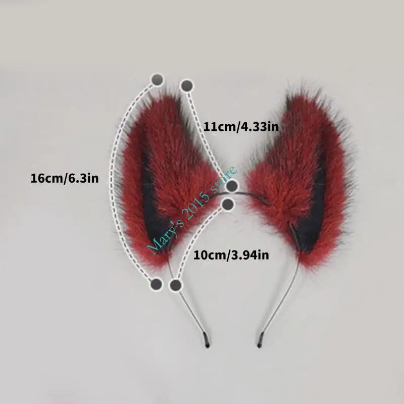 E15F Cats Foxes Faux Furs Ears Headband Halloween Fancy Dress Cosplay Costume Handmade Furry Animal Ears Hair Hoop Kid Adult