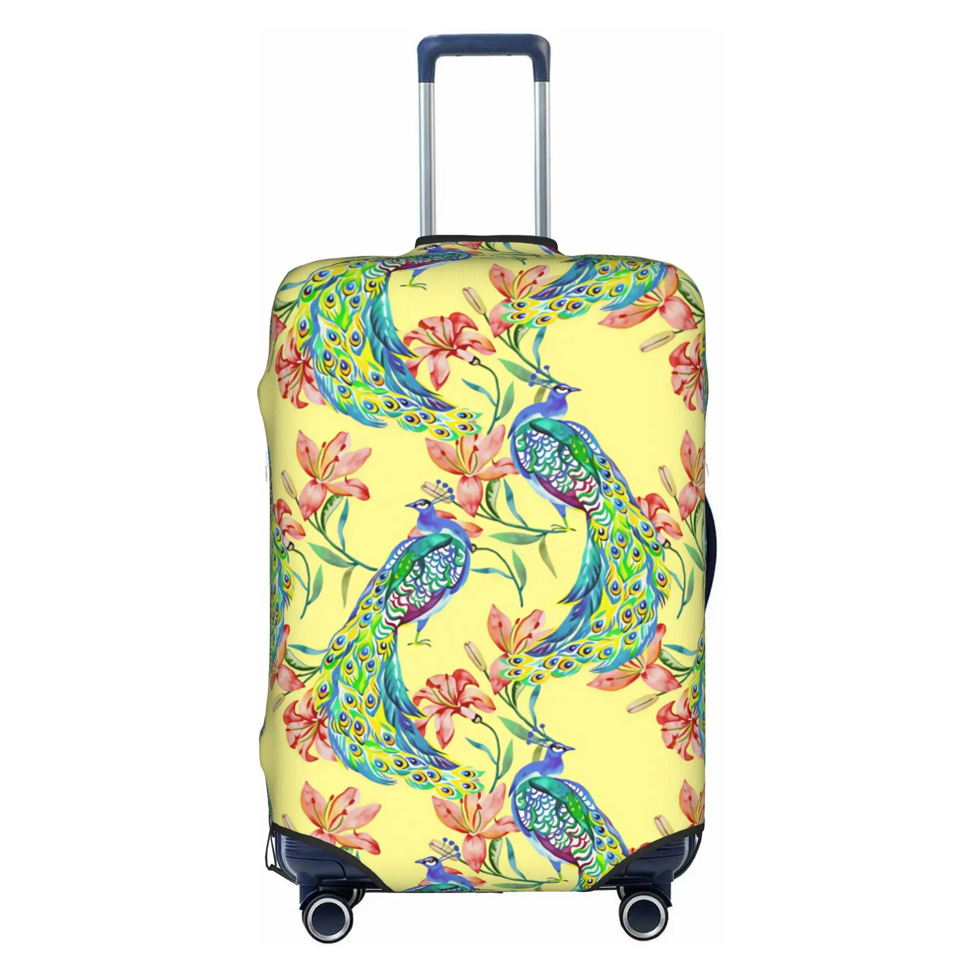 Fashion Peacock Feathers Seamless Pattern Luggage Cover Protector Washable  Travel Suitcase Covers