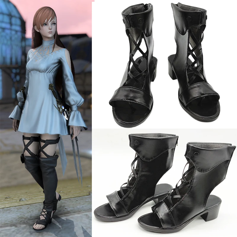 

Game Final Fantasy 14 Ryne Waters Cosplay Shose Custom Made Boots For Unisex