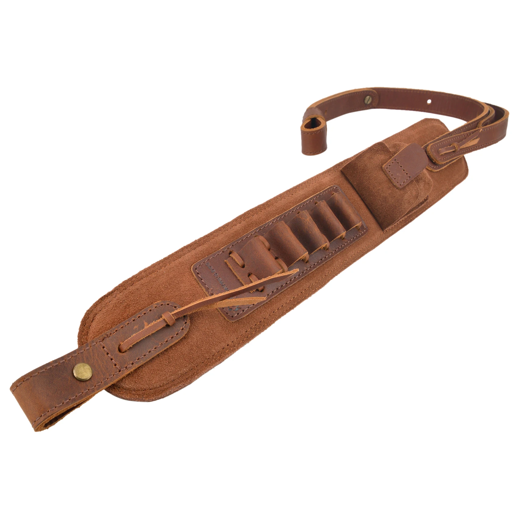 

Vintage Leather Rifle Sling With Ammo Holder, Shooting Gun Sling Cartridge Slots For .308 .30-06 .45-70 .44MAG .410GA