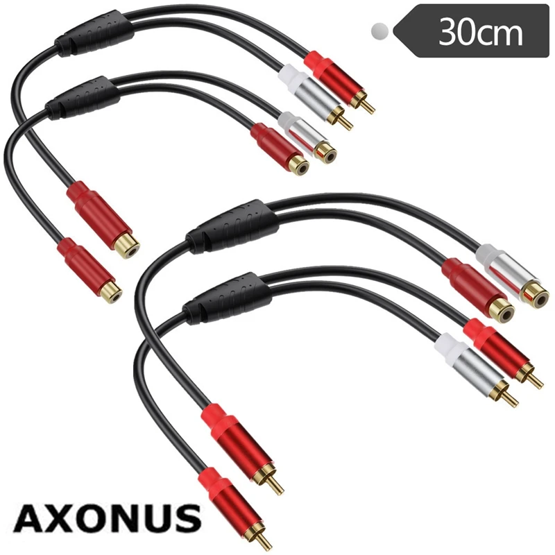 Metal shell gold-plated copper core RCA, one split, two lotus, one to two audio cables, car amplifier, home theater 30cm