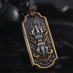 Ethnic Style Relief Flame Vajra Pestle Pendant Necklace For Men Jewelry Blessing Ward Off Evil Amulet Necklace Male Choker Gift