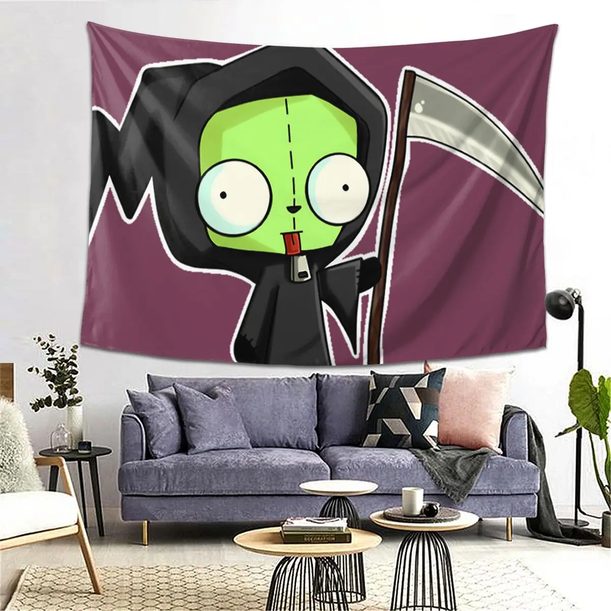 Invader Zim - Gir Spooky Tapestry Decor Art Aesthetic Tapestries for Living Room Bedroom Home Wall Cloth Wall Hanging