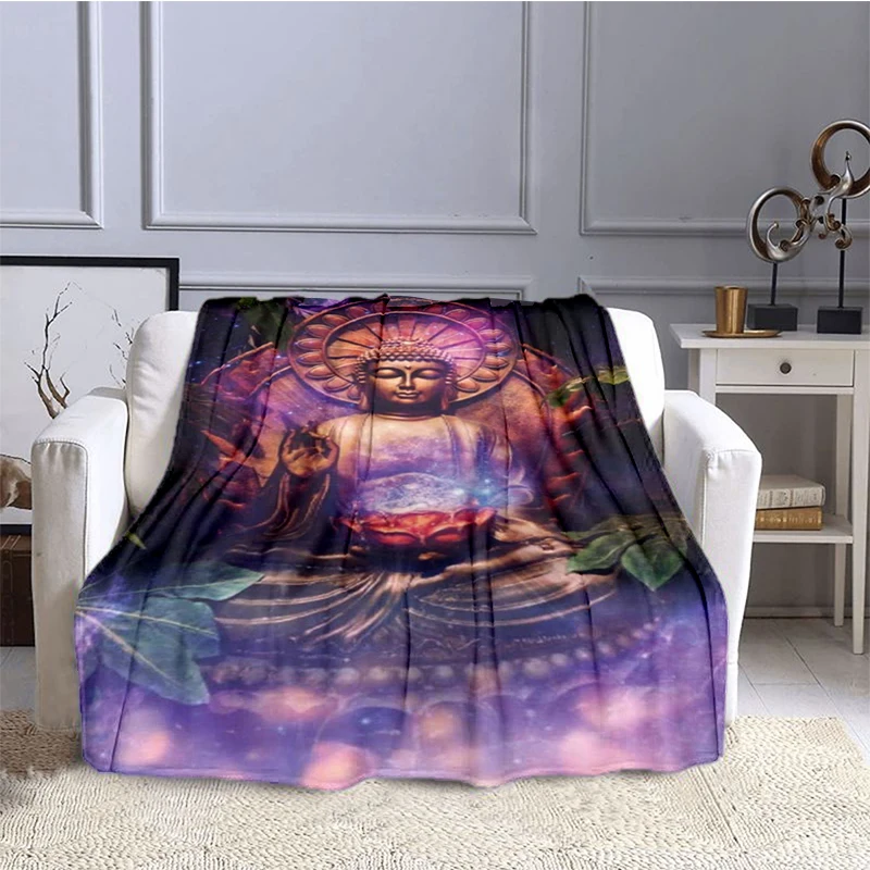 Buddhism Buddha Statue Blanket for Children, Flannel Blanket, Soft and Comfortable, Home Travel Blanket, High Quality