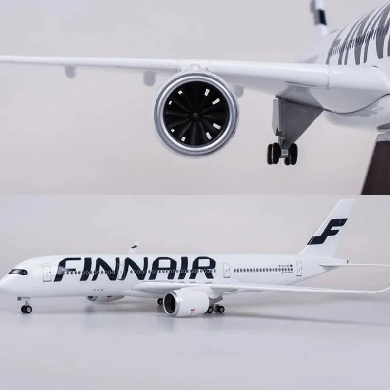 A350 Finland FINNAIR Airways Model Airplane 1/142 Scale Aircraft 47CM with Lights and Wheels Diecast Resin Plane Collection Gift