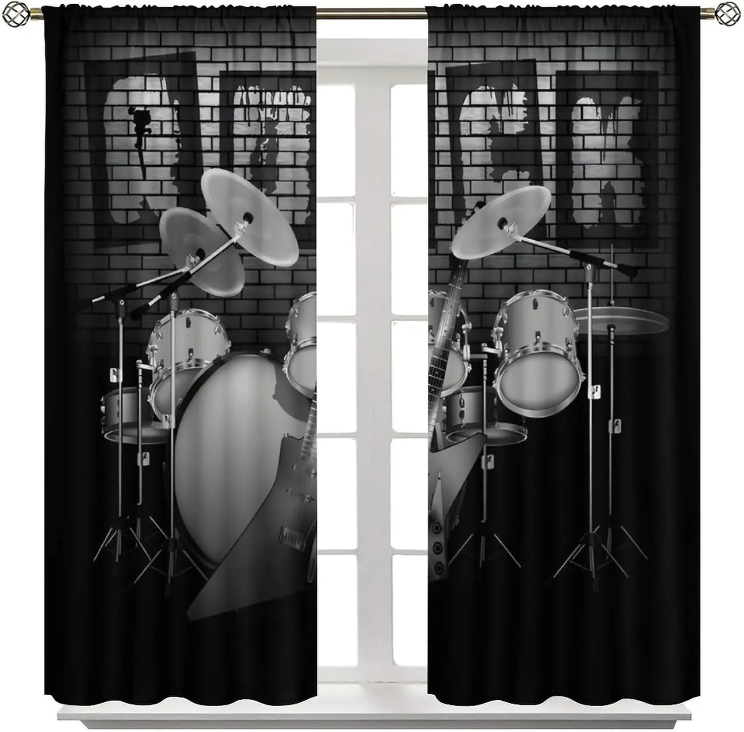 Premium Rock Music Drum Set Guitar Band Tapestry Curtain Decoration Backdrops for Concert Room Stage Decor Party Supplies