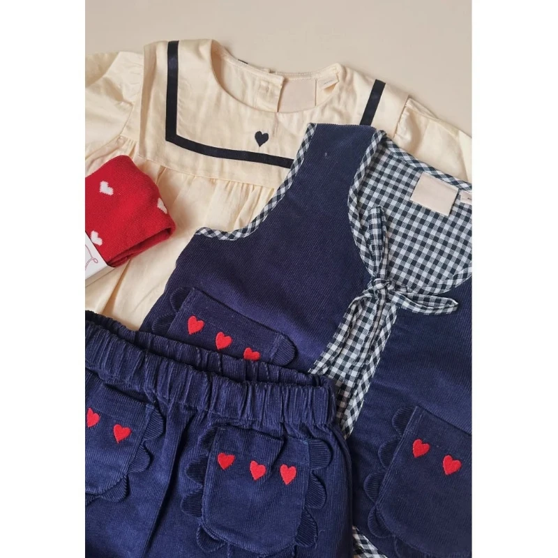 FL25 AW Children's Christmas Home Wear Cotton Printed Girls' Tight-fitting Clothes Kid Pajamas Corduroy Vests and Skirts