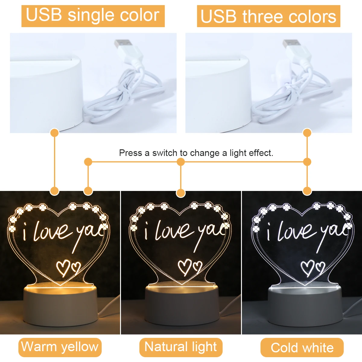 Note Board Creative USB Led Night Light Valentine\'s Day Gift Decor Nightlights Girlfriend Birthday Gift Wedding Decor Night Lamp