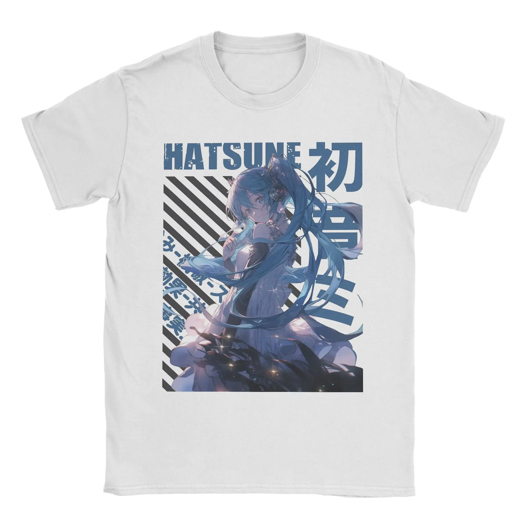 vocaloid-初音ミクかわいい-tシャツ男性綿トップスシャツ面白い-o-ネック半袖