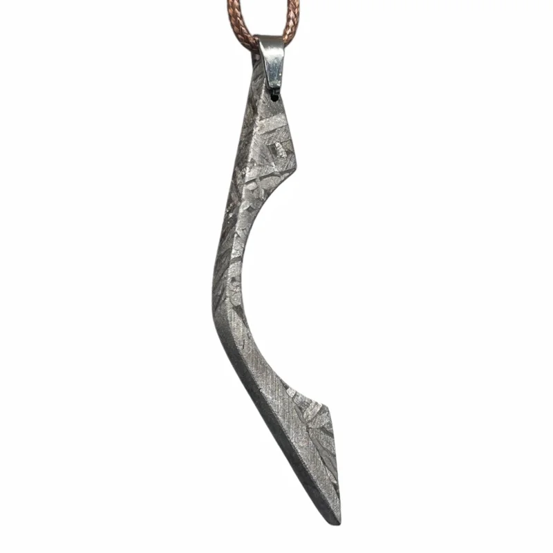 Collector Grade Double‑Sided Textured Irregular Curved Muonionalusta Iron Meteorite Pendant Wearable Art Specimen Necklace LK477