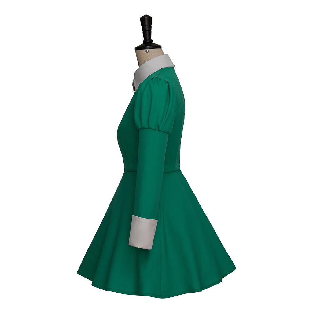 Game Skullgirls Annie Cosplay Costume Green Dress for Women Halloween Carnival Party Fighting Outfits with Blindfold Eye Mask - Image 4