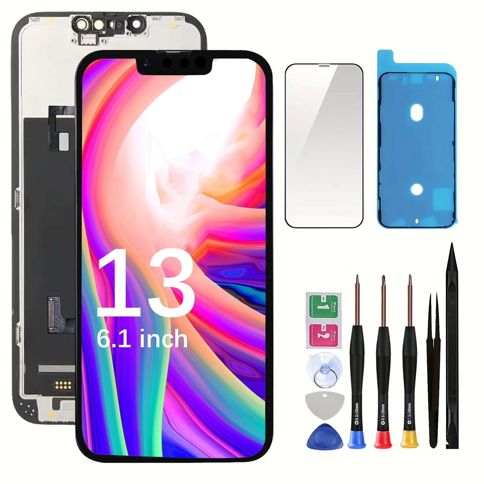 Screen Replacement for iPhone 13 6.1-inch LCD Touchscreen Digitizer Assembly with Tools, Screen Protector & Adhesive