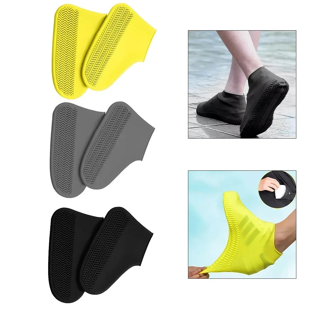 1 Pair Reusable Waterproof Rain Shoes Covers Silicone Outdoor Rain Boot Overshoes Walking Shoes Accessories Reusable Shoe Cover