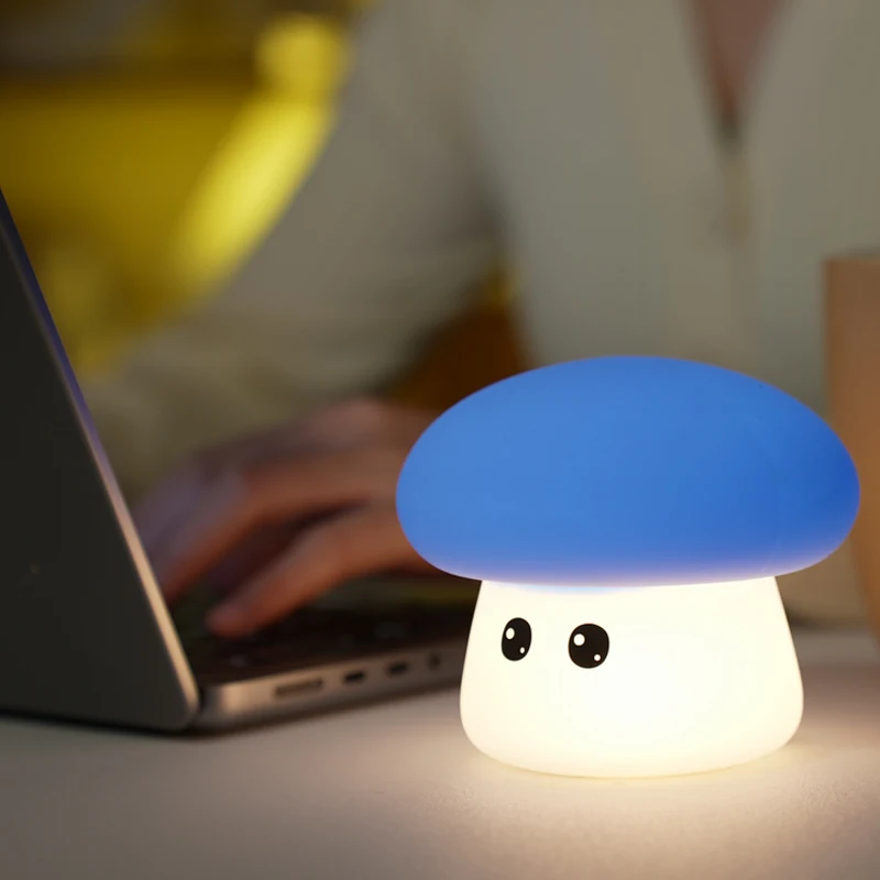 Pilz-Nachtlampe, Weiche Silikon-Schreibtischlampe, Kinderzimmer-Nachttischlampe, Eine Tolle Wahl für Geschenke, USB-Aufladung