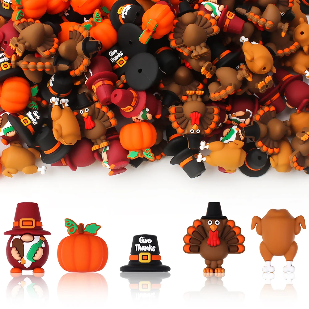 5/10/20 قطعة الشكر سيليكون الخرز ثلاثية الأبعاد اليقطين تركيا البؤري الخرز للمجوهرات اسهم المفاتيح سوار صنع القلم ديكور