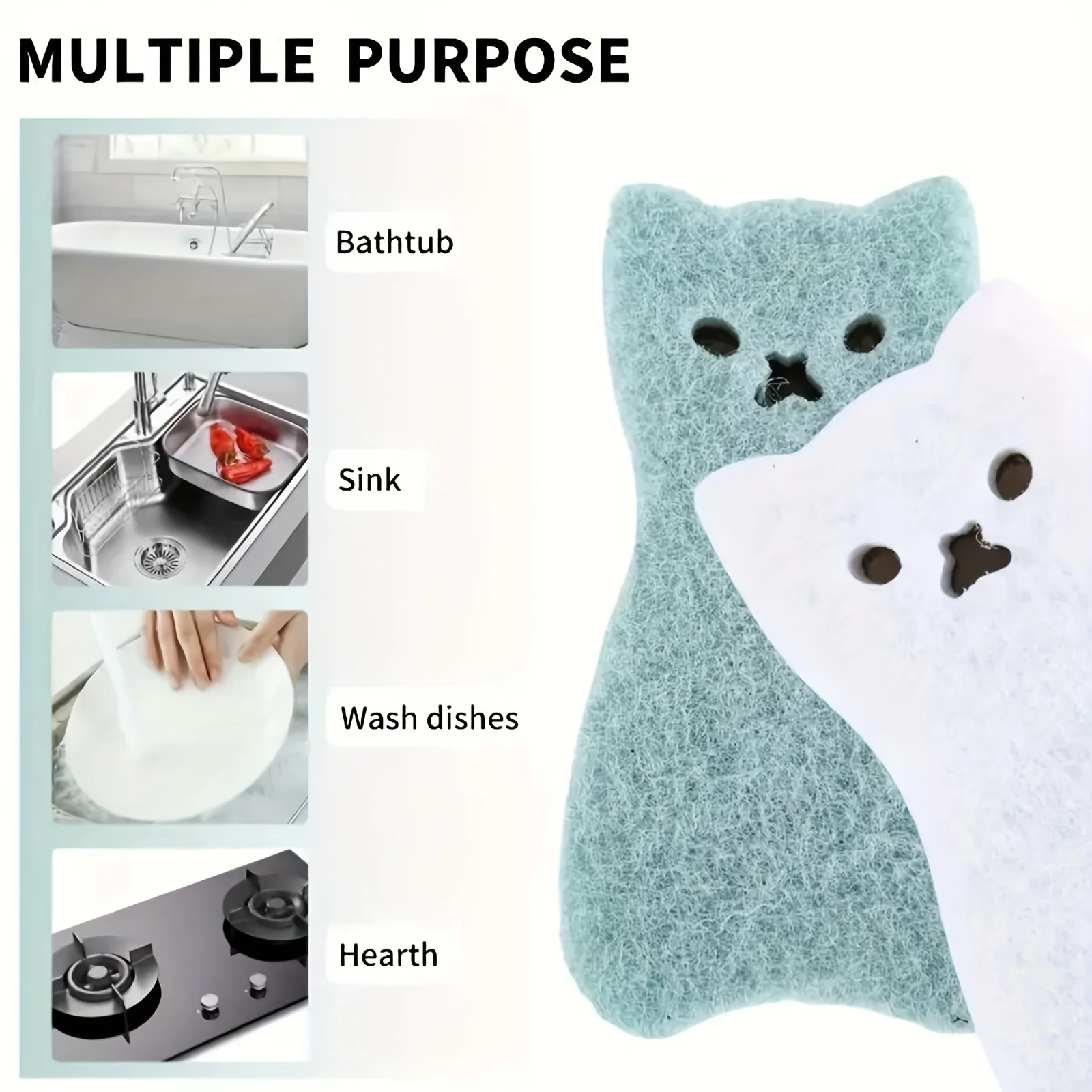 4-Piece Cute Cat Shape Spongen Wipe Wound Room Cleaning Scouring Pad Dishwashing Decontamination Foam Magic Wipe