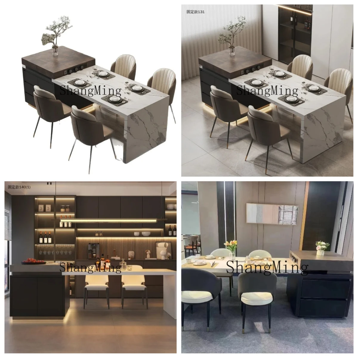 

DSA island dining table integrated household retractable open kitchen slate pour product high sense