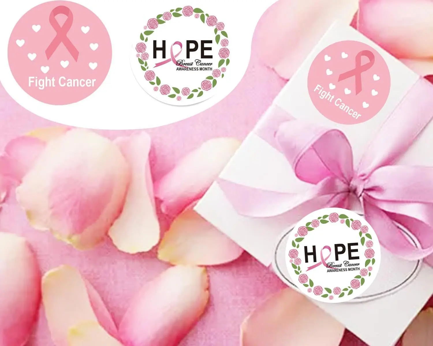 Breast Cancer Awareness Stickers 1.5 inch Pink Breast Cancer Awareness for Fundraising Party Favors Supplies 500pcs