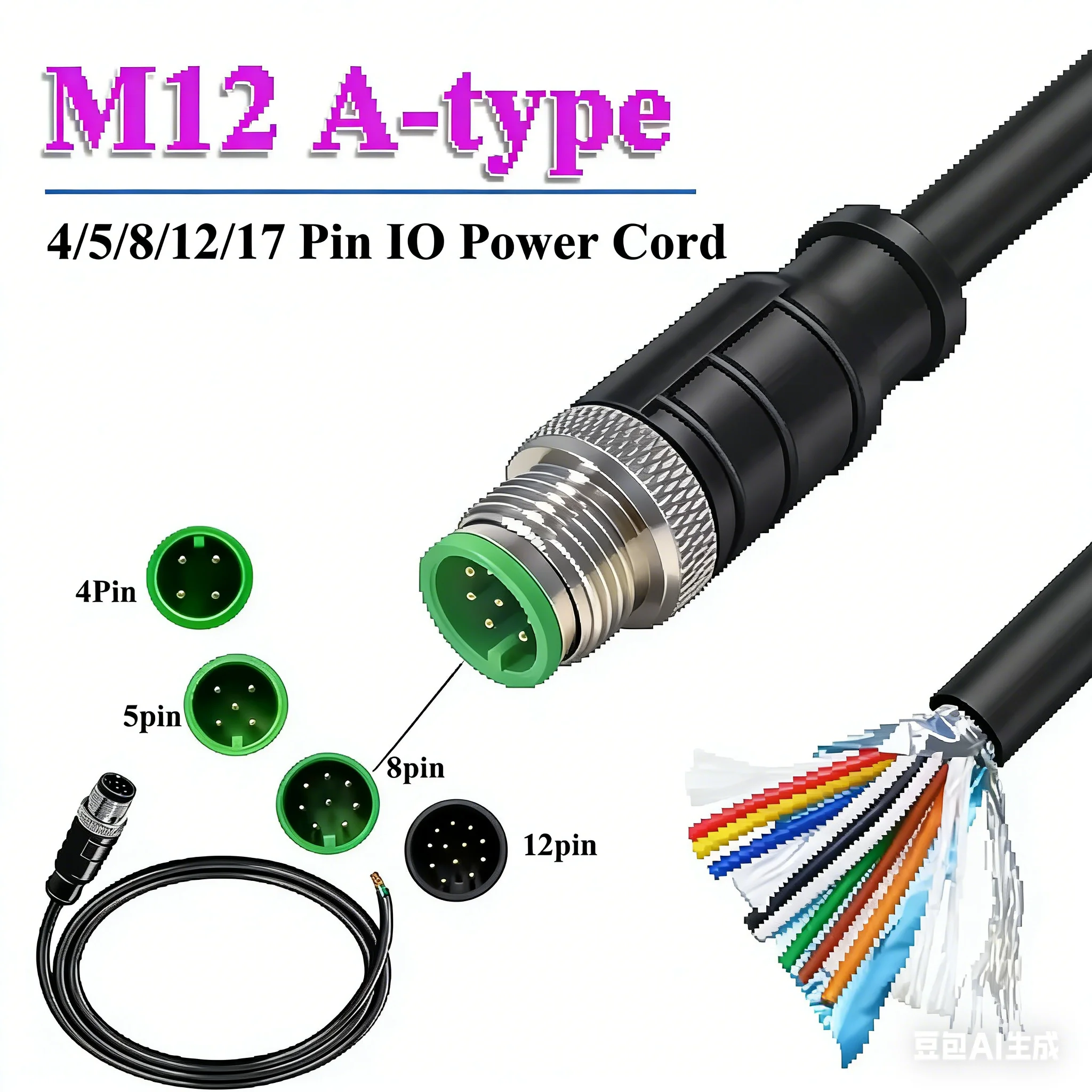 Cat7 X-type/ M12 to M12 Cat6aConnector Aviation PlugSensor Line Male to Female A-typeEthernet Cable IndustrialCameraM12 8Pin