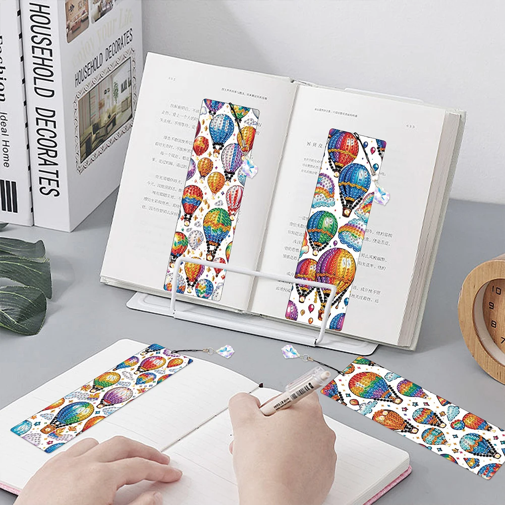 

8Pcs Diamond Painting Art Bookmarks Colored Patterns DIY Diamond Painting Bookmark with Crystal Pendants for Reading Enthusiasts