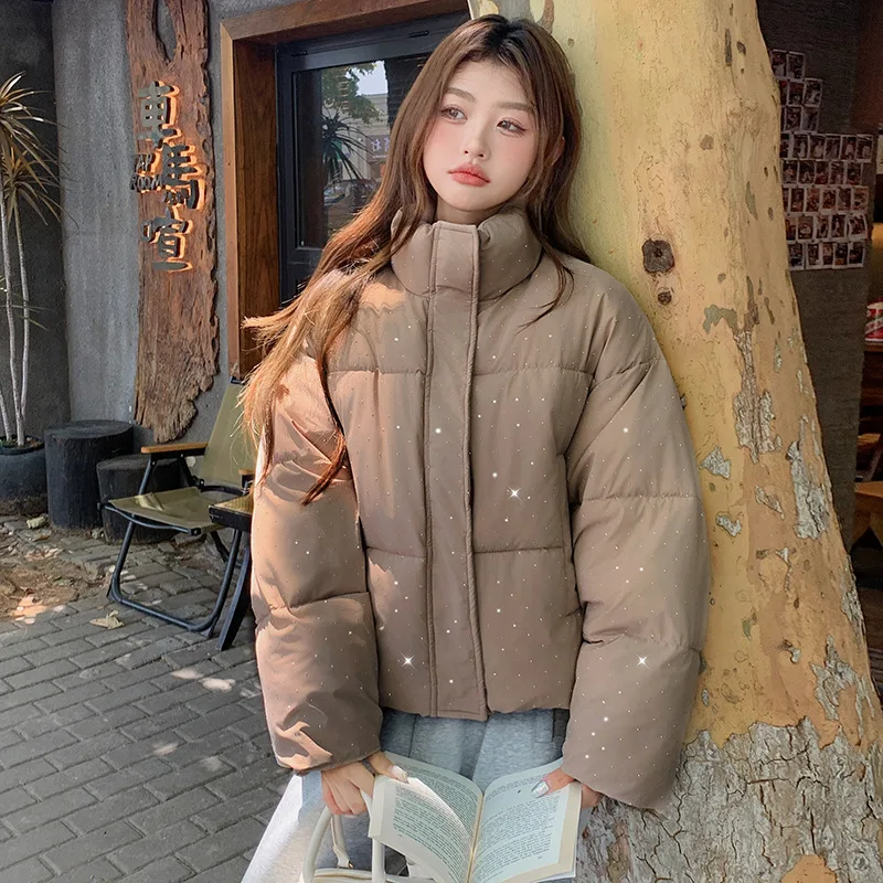 Down Jacket for Women Winter 2024 Korean Style Loose Cotton Jacket, Modern Style Thickened Short Style Starry Perm Coat