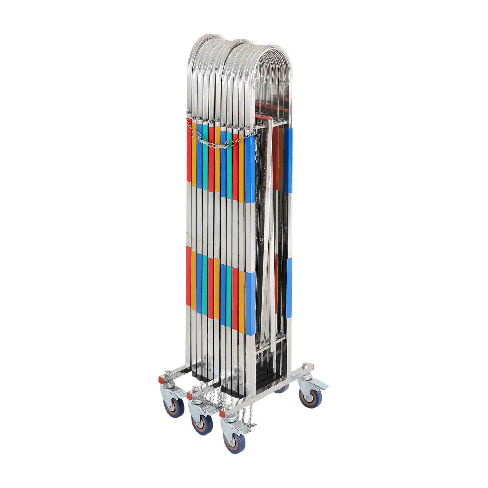 حاجز أمان ملون قابل للتوسيع، حاجز أمان محمول مع عجلات لإنشاء حاجز أمان مؤقت حول الممرات