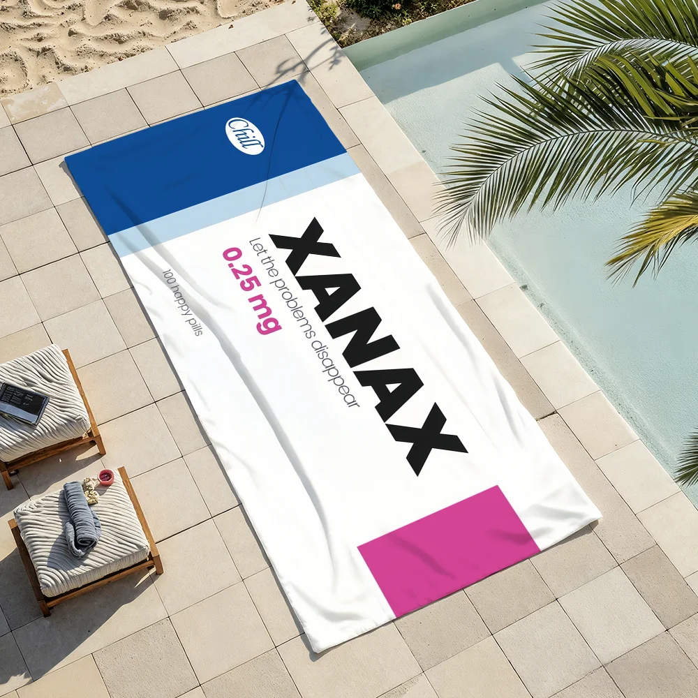 XANAX Happy Pills Towel For Swim Yoga Gym Quick Drying Soft and skin-friendly Beach Towels All-Season