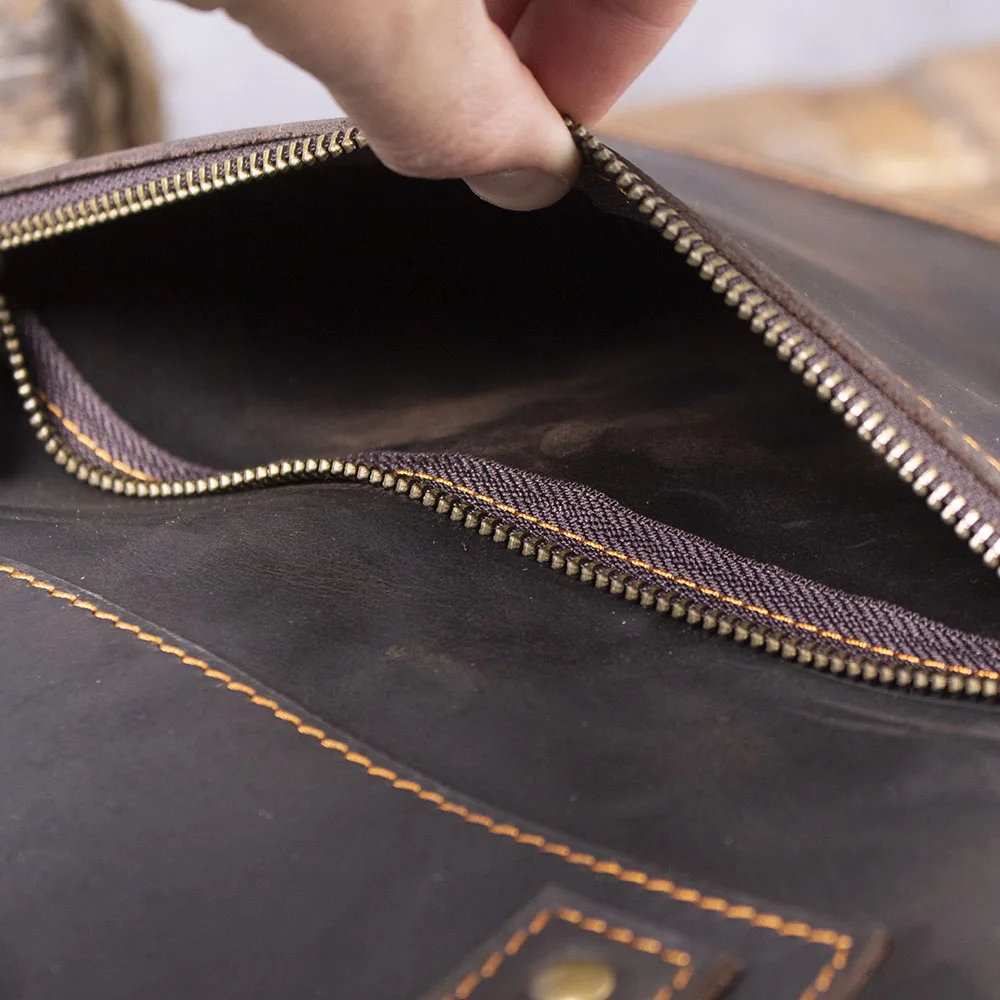 Vintage-Umhängetasche aus hochwertigem Leder für Herren, Aktentasche für Männer, Business-Handtasche, Laptoptasche – Detail 19