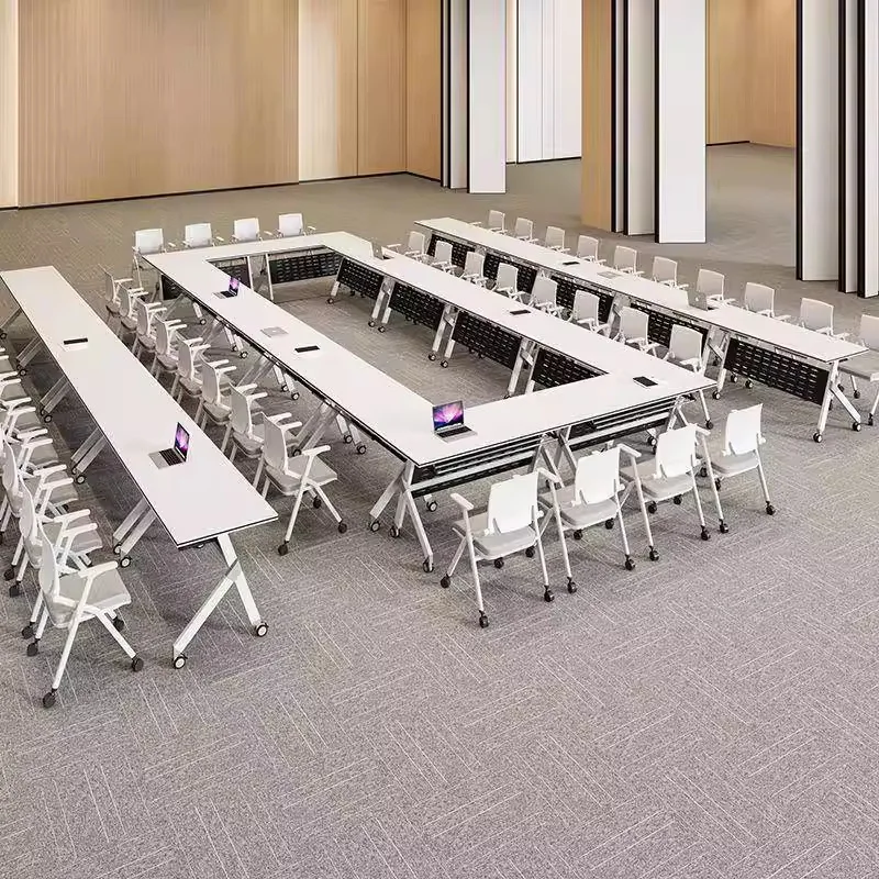 Foldable meeting table and chair combination activity mobile strip table meeting room office training table
