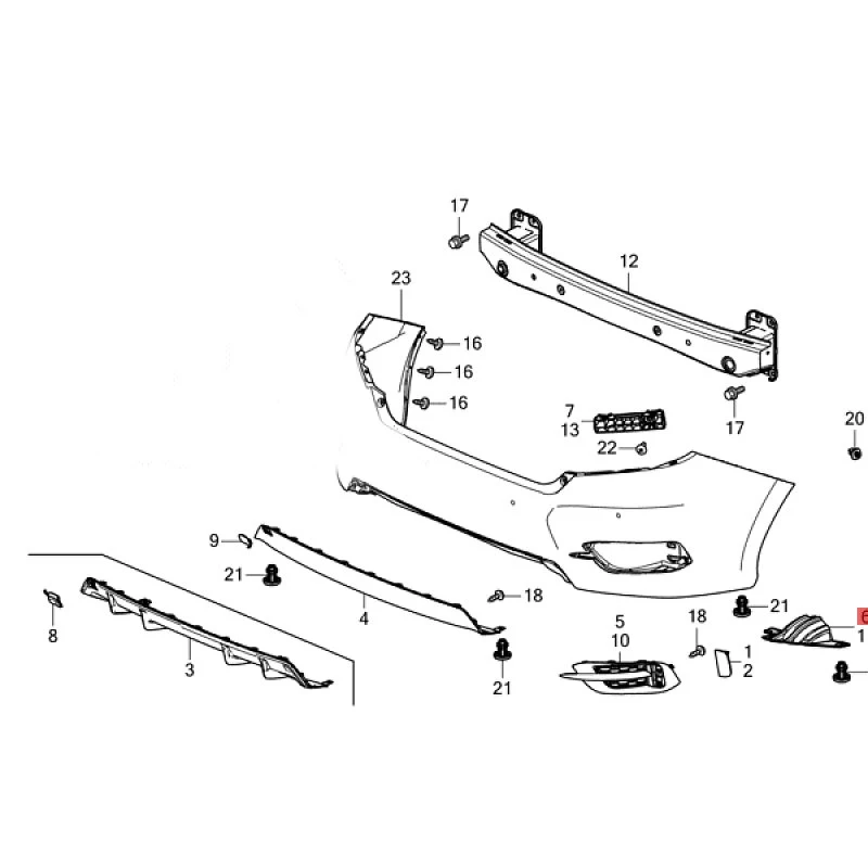 Suitable for 2016 Ho nd aC iv ic Muffler tail sleeve inner bracket Rear bumper cover