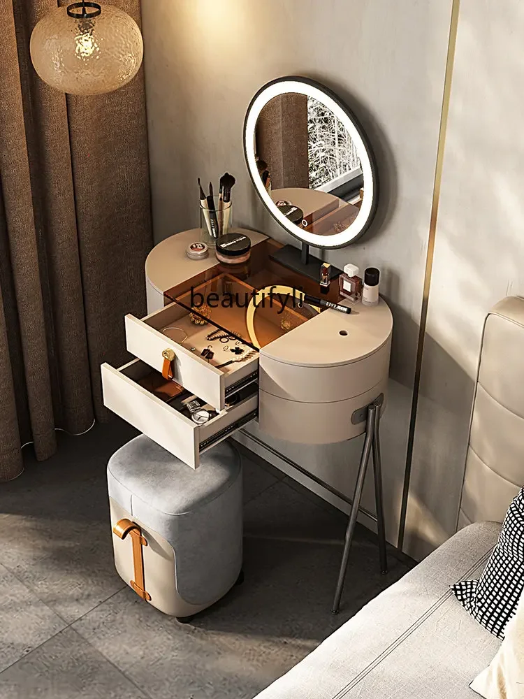 Dresser Bedroom Modern Minimalist Glass Dressing Table Small Apartment Storage Cabinet Integrated TableC