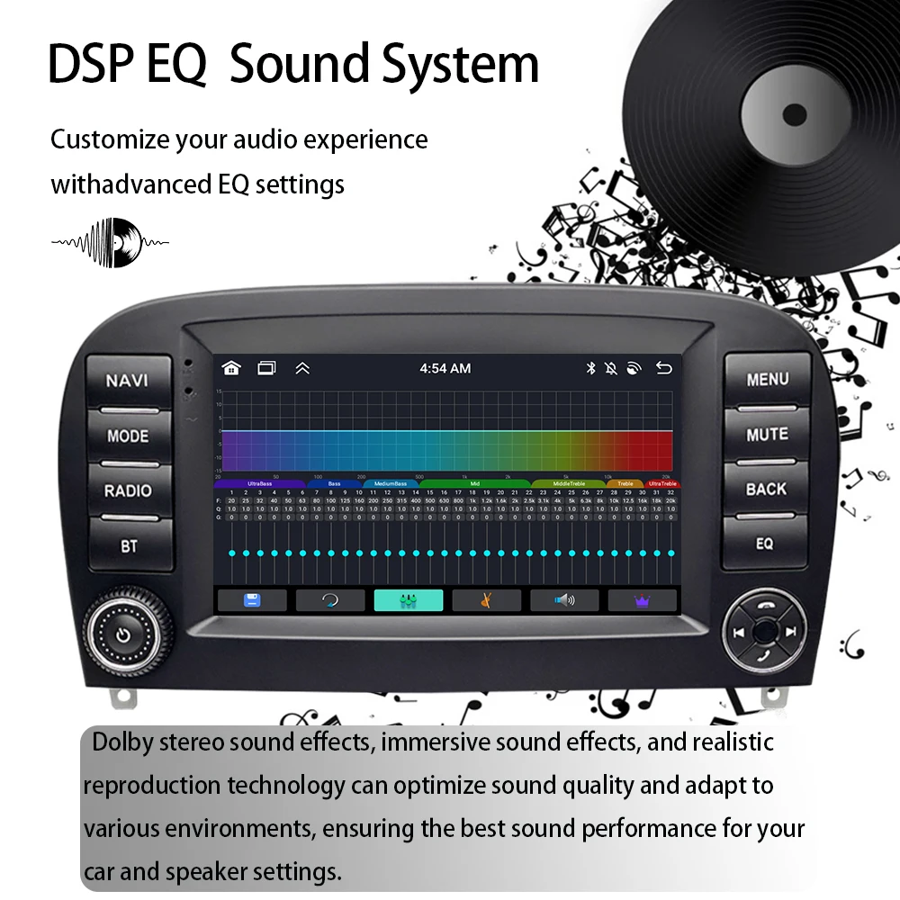 مشغل فيديو للوسائط المتعددة للسيارة Android14 GPS 2Din، مناسب لمرسيدس بنز SL R230 SL350 SL500 2006-2011 #2