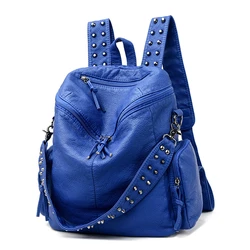 Annmouler-mochila de piel suave para mujer, morral de viaje antirrobo de lujo de calidad, bolso escolar grande