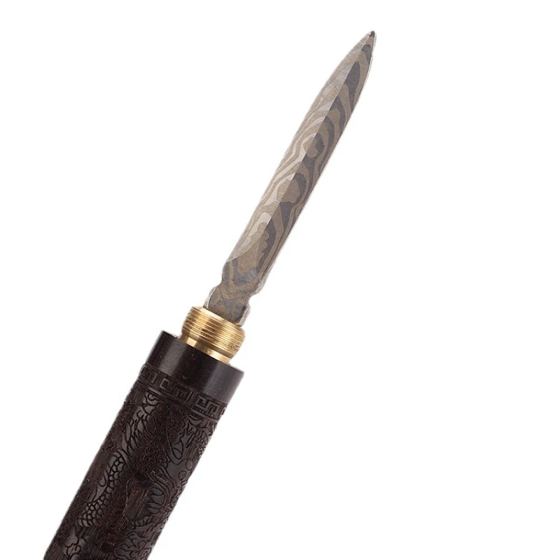 1PC Professional Ebony Handle Damascus Steel Tea Knife - Puer Tea Cake Opener Tea Pry Tool for Kung Fu Tea Ceremony
