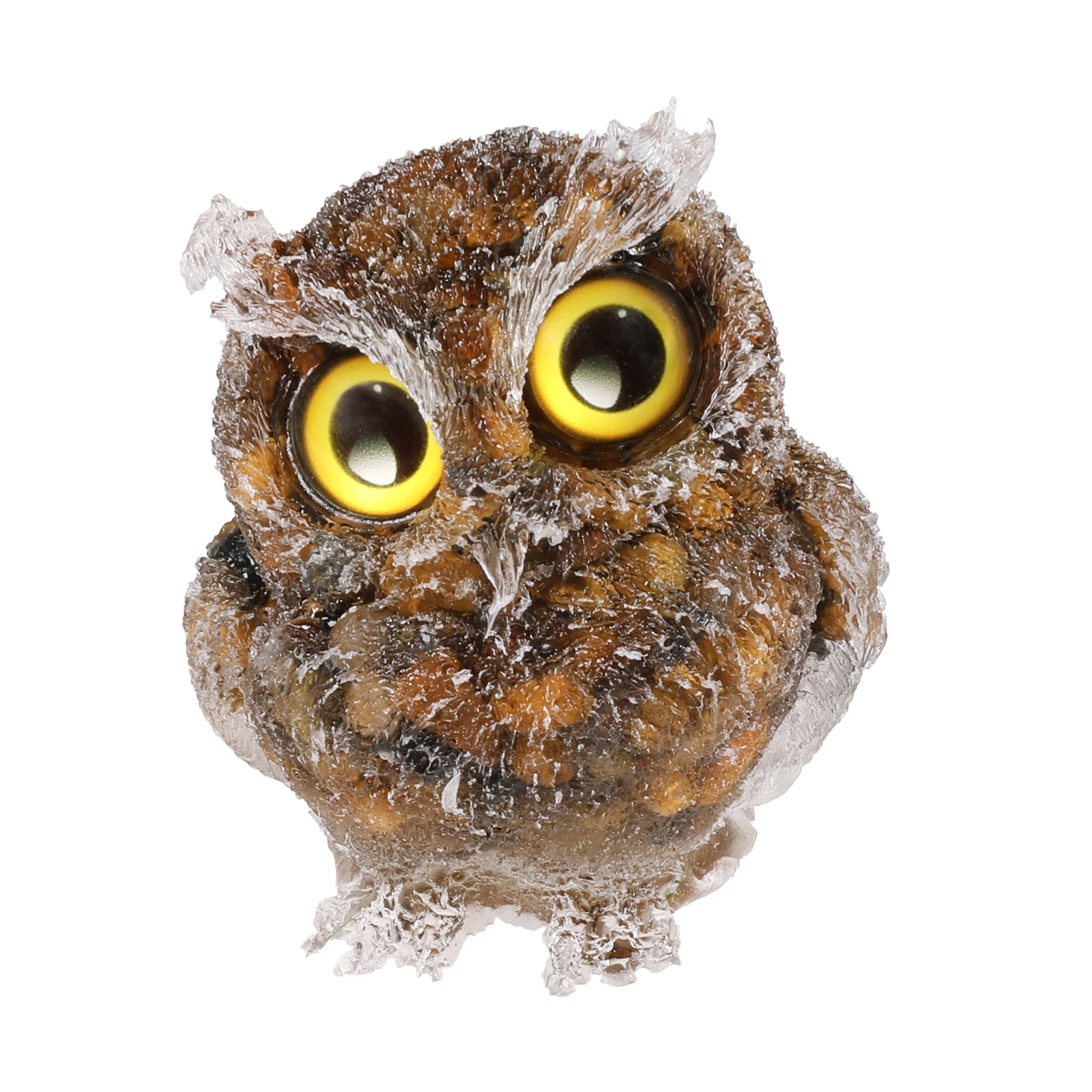 Natural Crystal Gravel Resin Owl Figurine Lovely Mini Animal Statue Handmade Craft With Black Box For Table Decor Home Ornament