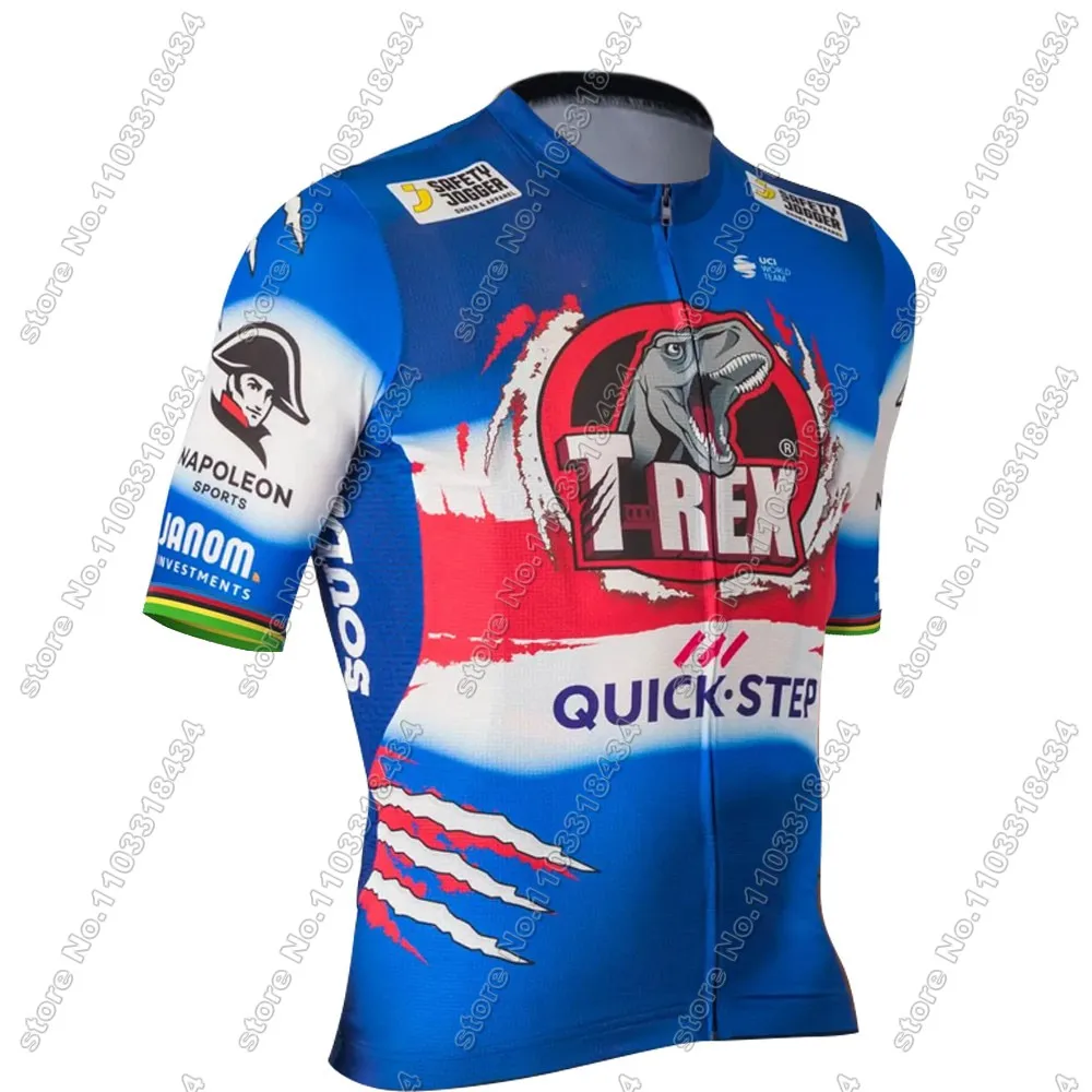 Soudal T-Rex Quick Step 2024 Cycling Jersey Short Sleeve Clothing France Spain Tour World Champion Road Bike Shirt Bicycle Tops