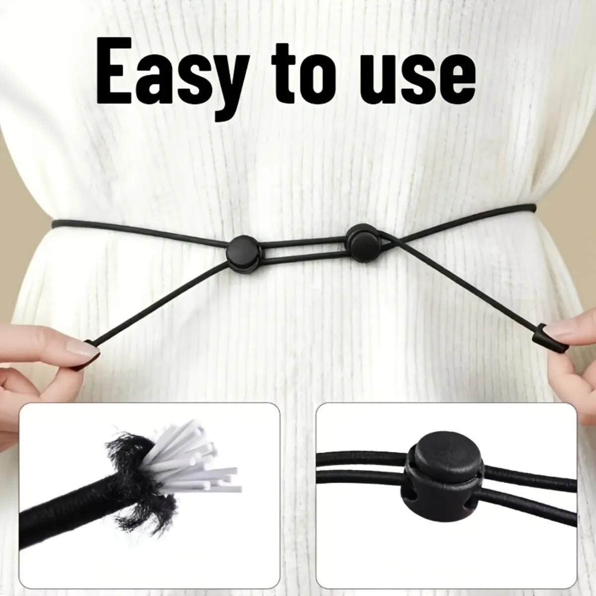 Adjustable drawstring waistband - invisible hem tightener, sweater clipper, hooded sweatshirt waistband