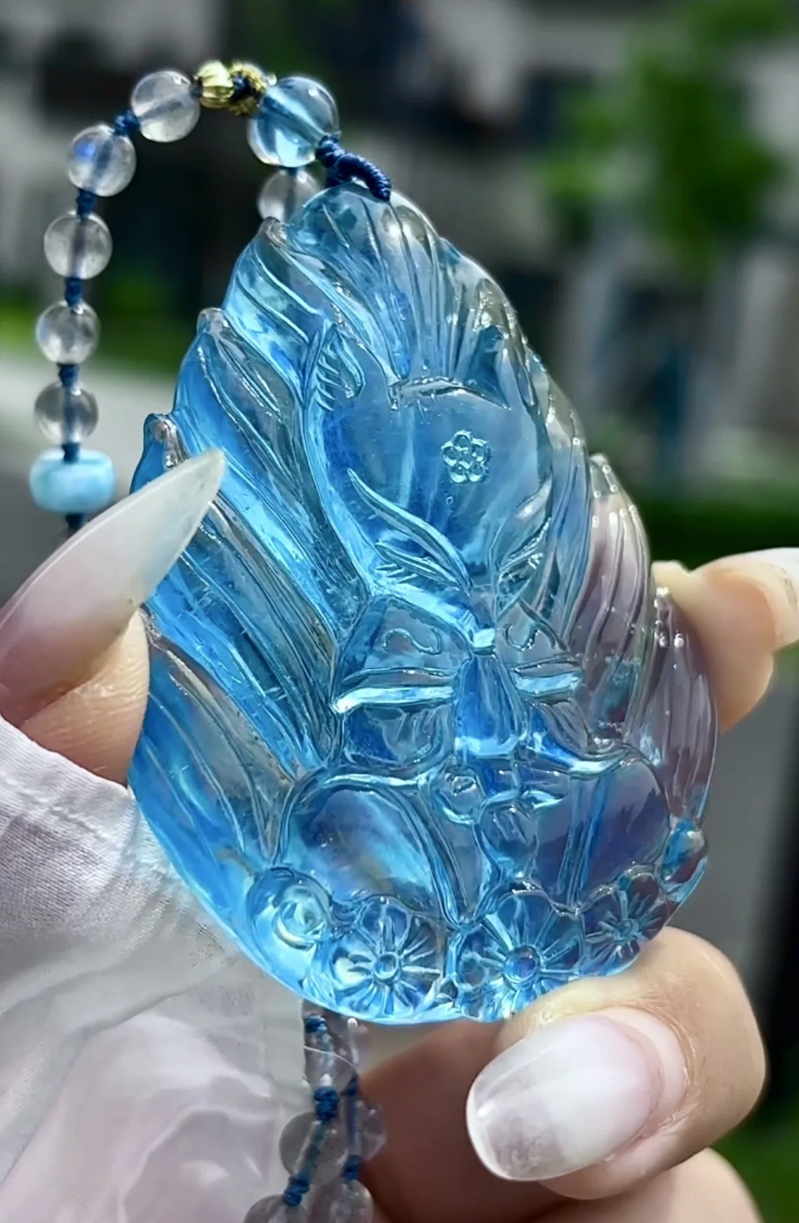 

Natural Blue Aquamarine Fox Pendant Big Deep Aquamarine Brazil 61x49mm Necklace Women Fashion Jewelry AAAAAA