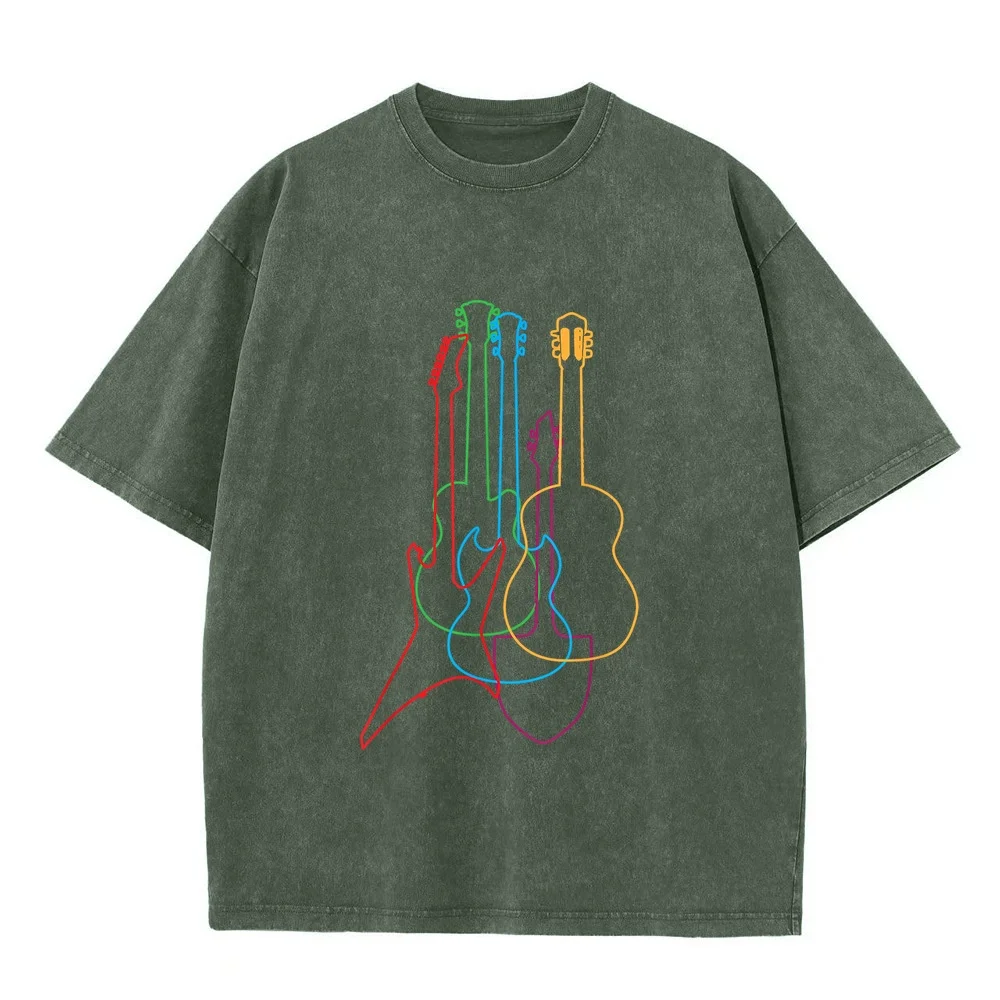 UAB KIDKIS Colored Guitars Electric Acoustic Classical Gift T-Shirt Black S Unisex Short Sleeve Guitar Design Birthday Music