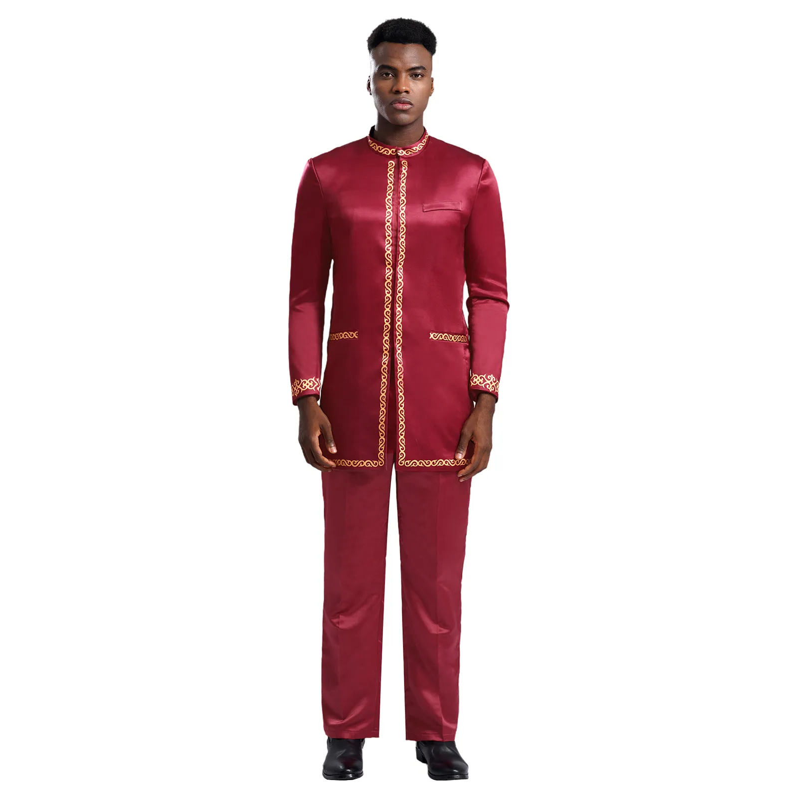 Costumes de Soirée de Mariage pour Homme, Vêtements Africains, Combinaison à Manches sulf, Ensembles de Vêtements de Banquet, Tenue Formelle de Cérémonie