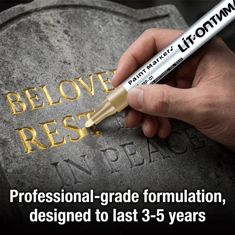 3 Pack Permanent Tombstone Markers Quick Dry Weather Resistant Fine Tip Oil Marker For Gravestone Marble Stone Letter Repair Cem