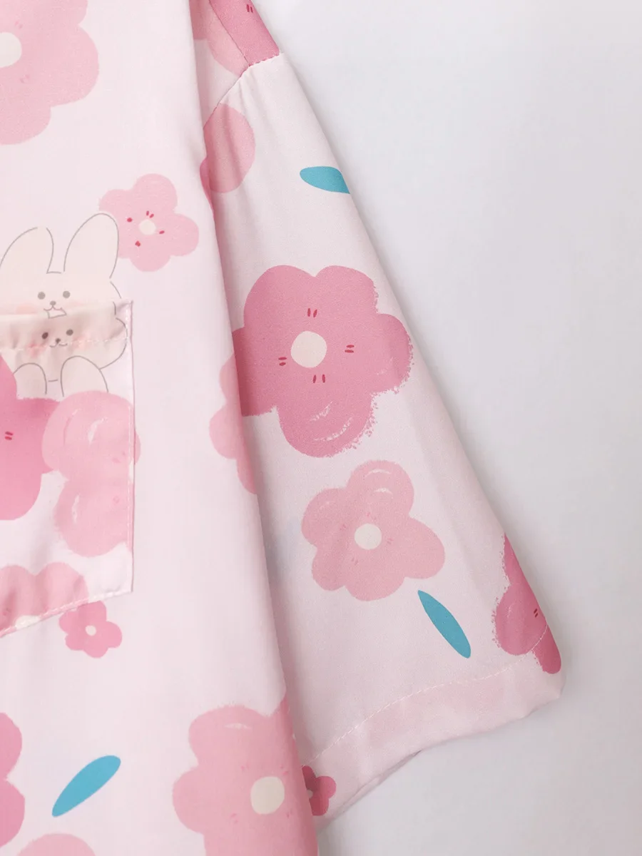 قميص رجالي بأكمام قصيرة مطبوع كرتوني ، كبير الحجم ، فضفاض ، كاجوال ، شاطئ ، صيف ، طالب ، أزياء الأزواج ، ملابس رجالية #6