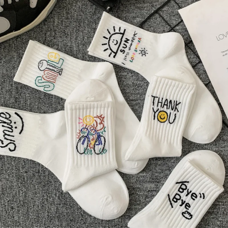 2/3/5/8 คู่ผู้ชายผู้หญิงสีขาวถุงเท้ากลางลูกวัว Moisture-Wicking Anti กลิ่น Casual กีฬาบาสเกตบอล Retro Arch สนับสนุนถุงเท้า