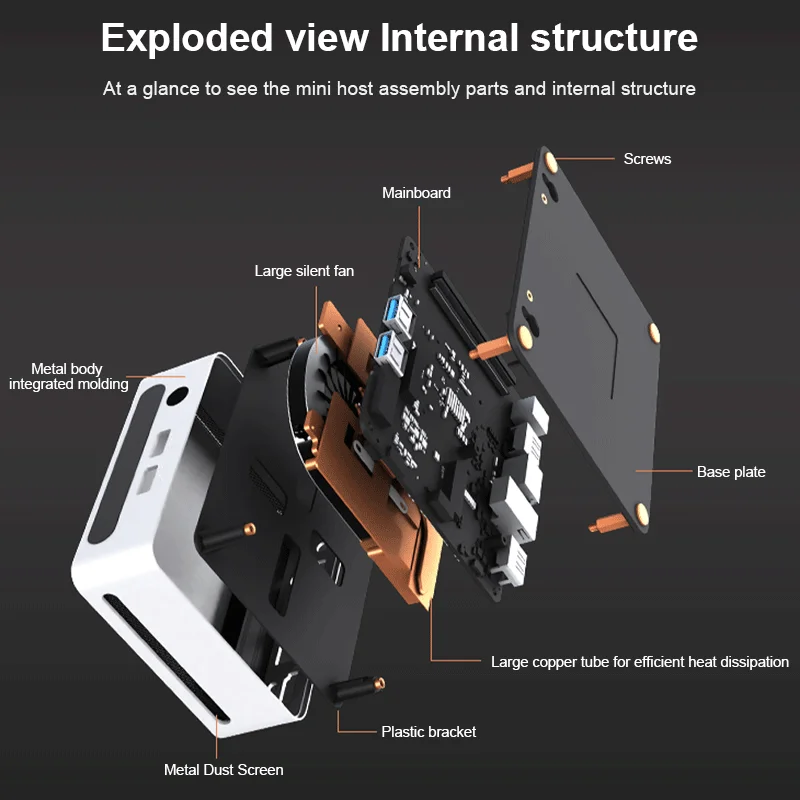 Genmachine-ミニPC,10コア,ren12,1235u,intel,12th i5,1235u,xeグラフィック,最大1.2g,ddr4,3200mhz,16 gb ram,512 gb ssd wifi6