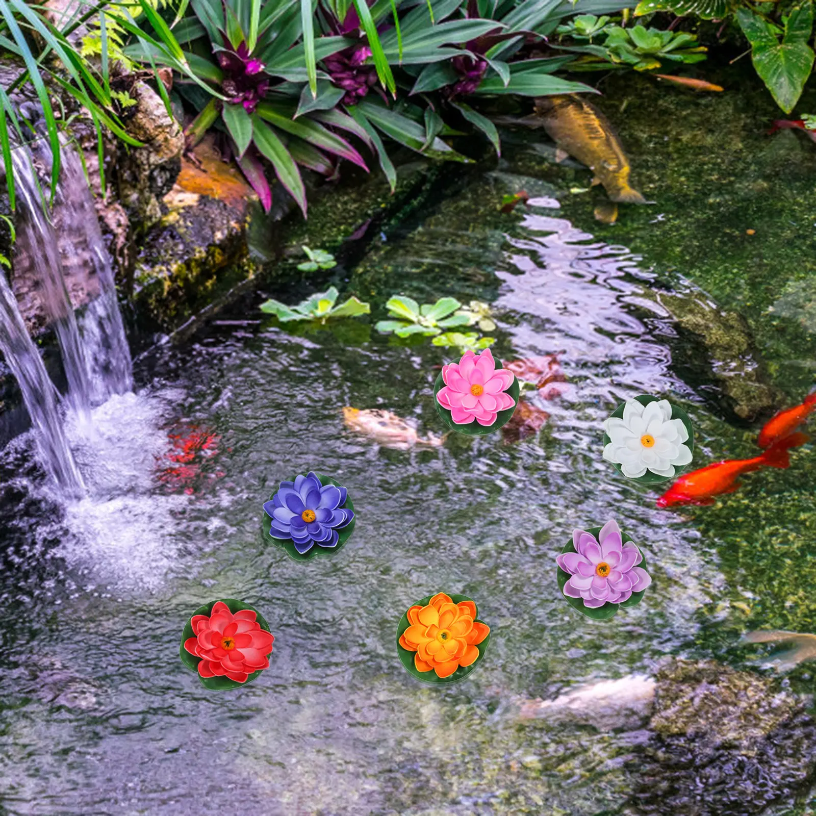 Aquarium Decor - 6Pcs Artificial Floating Lotus Flowers Eva