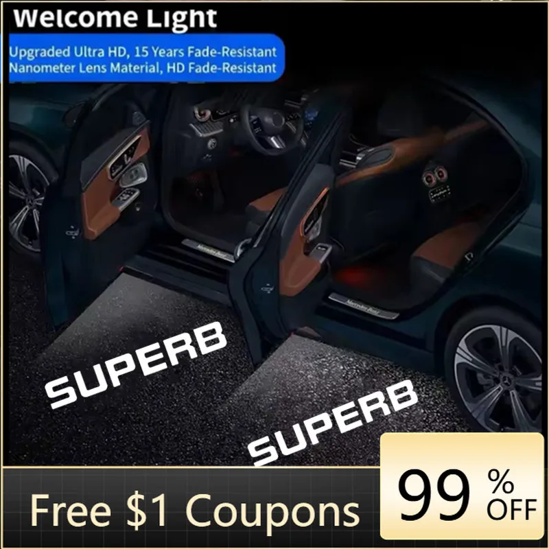 

Car Sticker 2Pcs LED Car Door Emblem Light Welcome Lamp Wireless Projector For Skoda Superb 2009 2010 2011 2012 2013-2025 Auto A