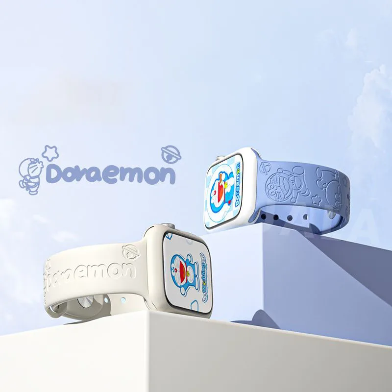 Cartoon Relief Doraemon Iwatch Watch Strap Suitable Apple Watch 8/7/6/5 Generation Cute 38/40/41Mm/44Mm Silica Gel Watch Strap