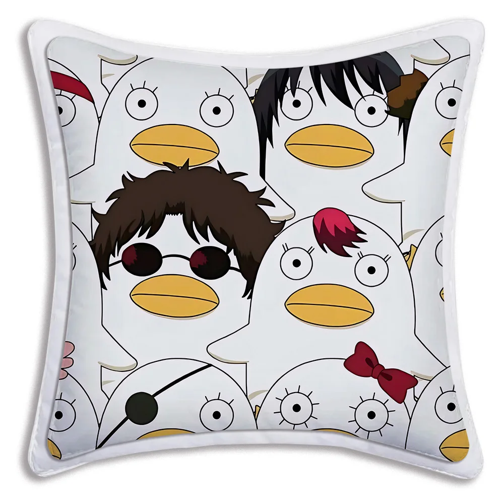 Anime GinTama Pillow Covers Cartoon Sofa Decorative Home Double-sided Printing Short Plush Cute Cushion Cover