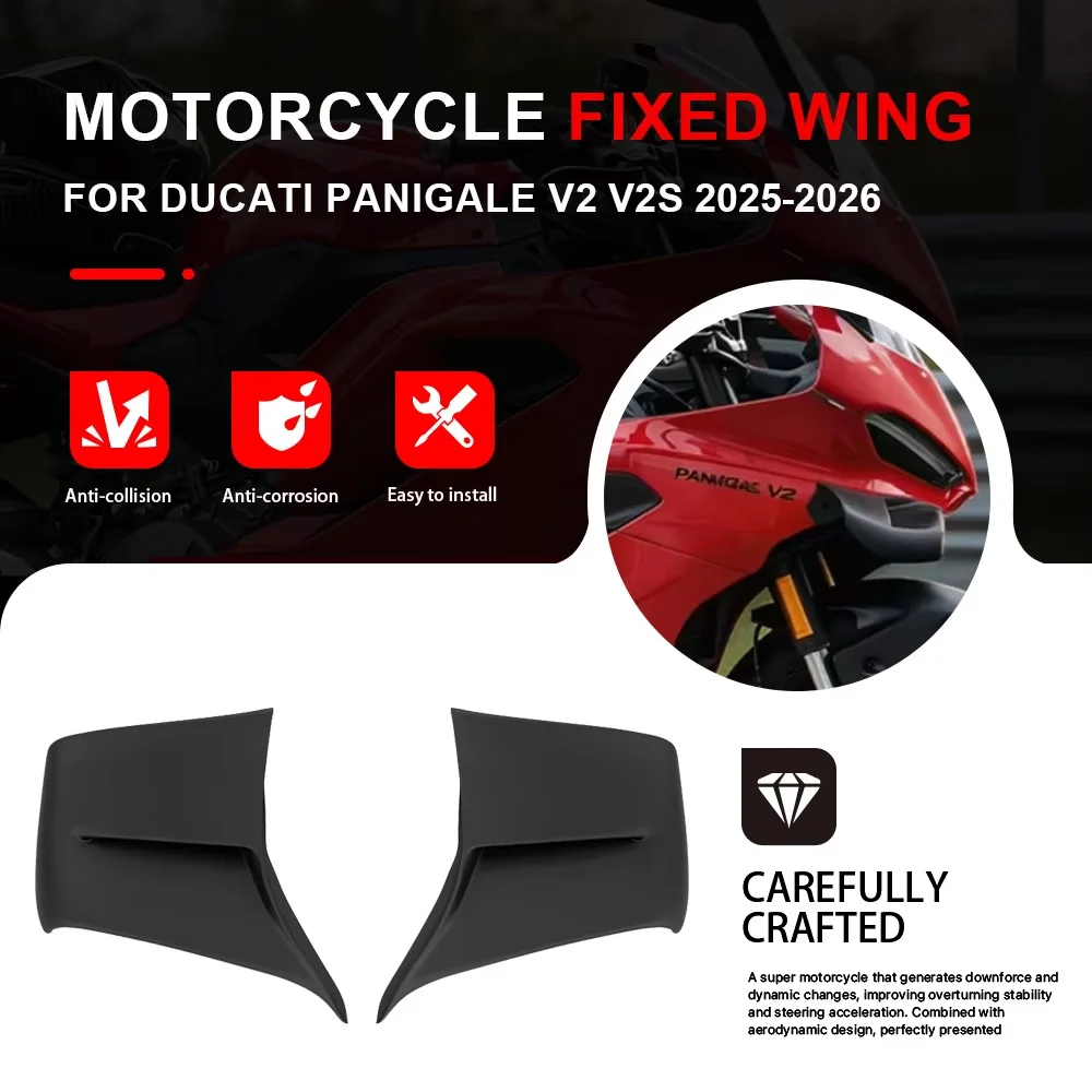 Front Aerodynamic Fixed Wing For DUCATI PANIGALE V2 V2S 2025-2026 Motorcycle Fixed Wing Spoiler Side Winglet Aileron Fairing