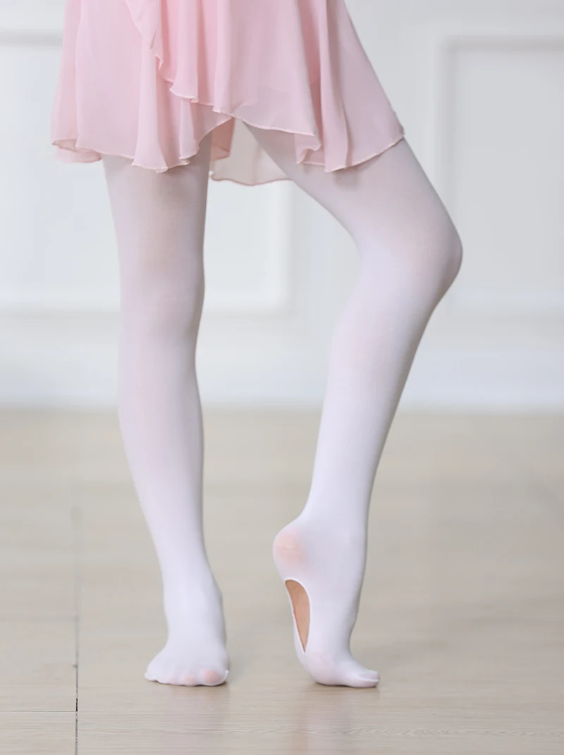Ballettstrumpfhosen für Damen und Mädchen, weiche, nahtlose Tanzstrumpfhosen mit Loch, für Babys und Kinder, Frühling und Herbst – Detail 7